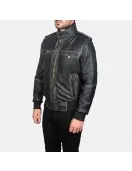 Glen Street Black Leather Bomber Jacket Glen Street Black Leather Bomber Jacket