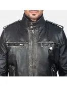 Glen Street Black Leather Bomber Jacket Glen Street Black Leather Bomber Jacket