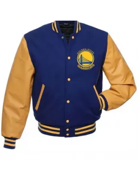 Golden State Warriors Blue and Yellow Letterman Jacket