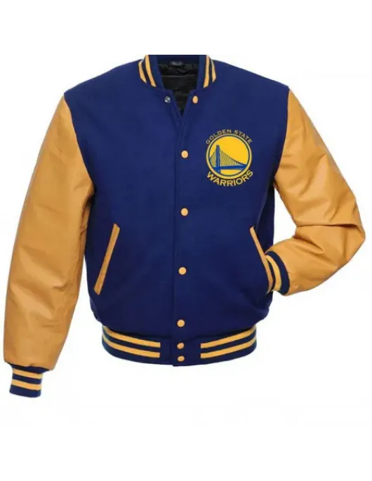 Golden State Warriors Blue and Yellow Letterman Jacket