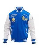 Golden State Warriors Retro Classic Off White Wool Varsity Jacket