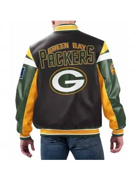 Green Bay Packers Black Varsity Full-Zip Leather Jacket