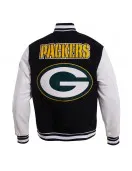 Green Bay Packers Black & White Wool Varsity Jacket Green Bay Packers Black & White Wool Varsity Jacket