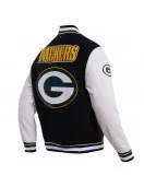 Green Bay Packers Black & White Wool Varsity Jacket Green Bay Packers Black & White Wool Varsity Jacket