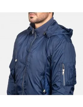 Hanklin Blue Hooded Bomber Jacket