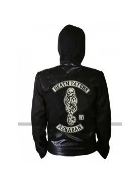 Harry Potter Death Eaters Of Azkaban Black Leather Hoodie Jacket