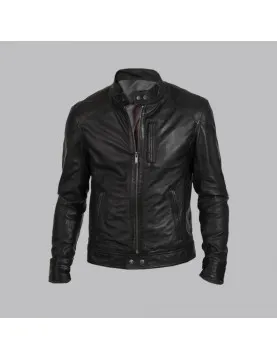 Hunt Black Biker Leather Jacket