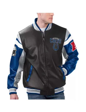 Indianapolis Colts Black Varsity Full-Zip Leather Jacket