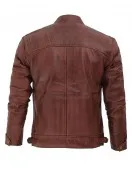 Johnson Dark Brown Quilted Motorcycle Leather Jacket Johnson Dark Brown Quilted Motorcycle Leather Jacket