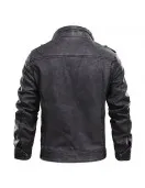 Jasper Black Distressed Leather Cafe Racer Jacket for Men Jasper Black Distressed Leather Cafe Racer Jacket for Men