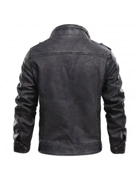 Jasper Black Distressed Leather Cafe Racer Jacket for Men