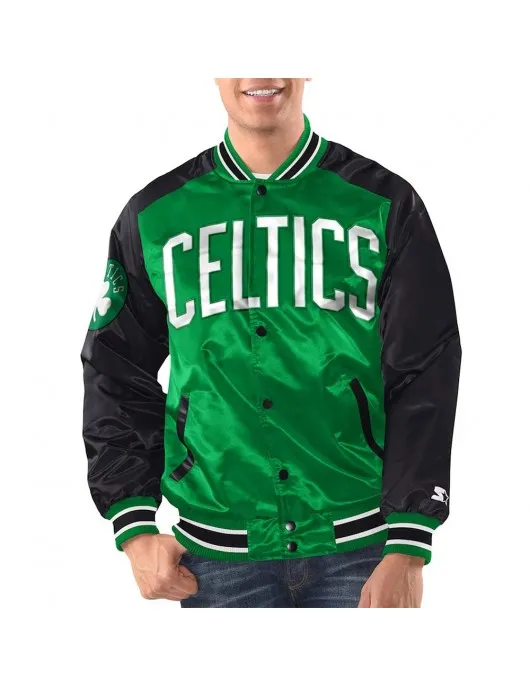 Kelly Green/Black Boston Celtics Renegade Varsity Satin Jacket Kelly Green/Black Boston Celtics Renegade Varsity Satin Jacket