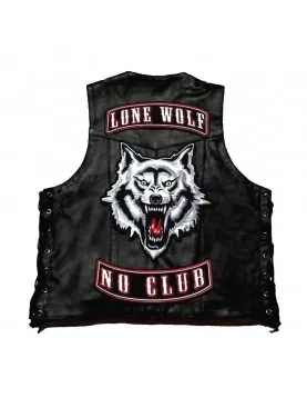 Wolf Biker Leather Vest