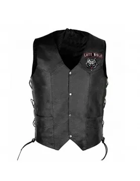 Wolf Biker Leather Vest