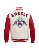 Los Angeles Angels Retro Classic Red And Off White Wool Varsity Jacket