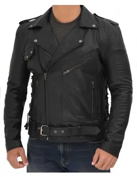 Lucas Asymmetrical Black Motorcycle Leather Jacket Men