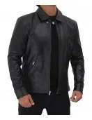 Matos Black Leather Cowhide Jacket Mens