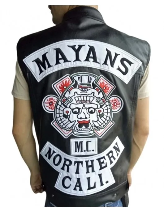 Mayans Southern Cali MC Leather Embroidered Biker Vest Mayans Southern Cali MC Leather Embroidered Biker Vest