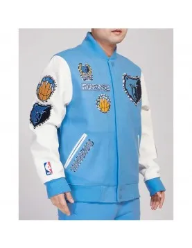 Memphis Grizzlies Animal Patches Blue Varsity Jacket