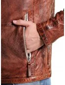 Men Vintage Style Biker Distressed Brown Jacket Men Vintage Style Biker Distressed Brown Jacket