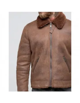 Men's B3 Faux Shearling Brown Leather Jacket