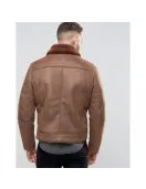 Men's B3 Faux Shearling Brown Leather Jacket Men's B3 Faux Shearling Brown Leather Jacket