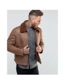 Men's B3 Faux Shearling Brown Leather Jacket Men's B3 Faux Shearling Brown Leather Jacket