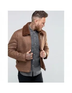 Men's B3 Faux Shearling Brown Leather Jacket