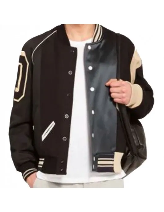 Men's Maison Margiela Varsity Bomber Black Jacket Men's Maison Margiela Varsity Bomber Black Jacket