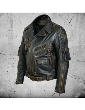 Men's Premium Cowhide Leather Motorcycle Jacket