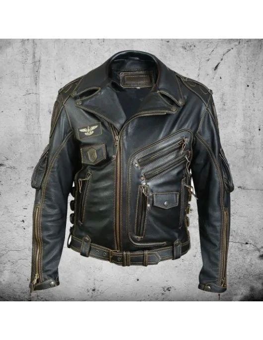 Men's Premium Cowhide Leather Motorcycle Jacket
