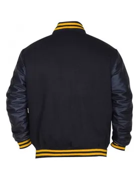 Mens Pittsburgh Pirates P Logo Baseball Majestic Varsity Black Letterman Bomber Jacket