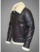Mens RAF Sheepskin Leather Flying Jacket Dark Brown