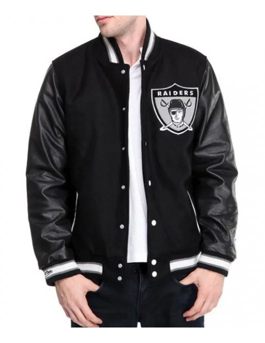Mens Raiders Black Varsity Jacket Mens Raiders Black Varsity Jacket