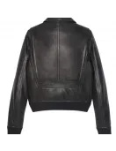 Men’s Black Sheepskin Leather Aviator Jacket with Removable Fur Collar