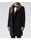 Men’s Reiss Brody Navy Blue Coat with Shawl Collar Men’s Reiss Brody Navy Blue Coat with Shawl Collar