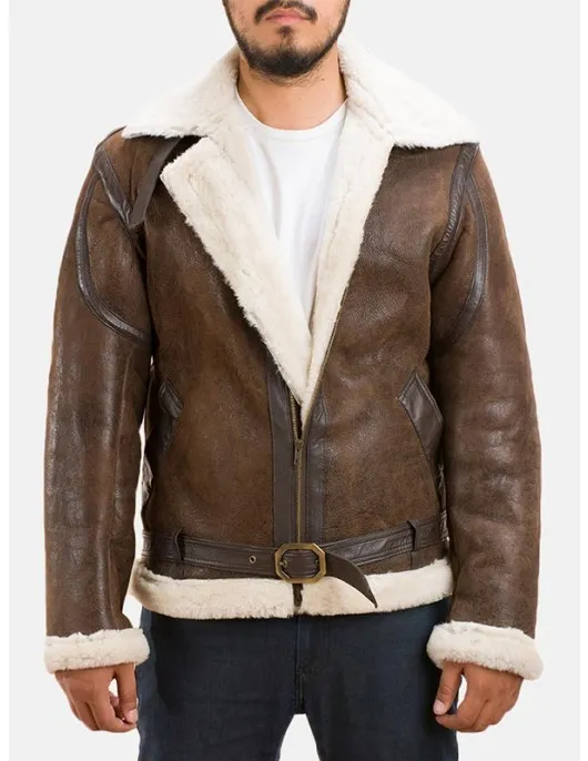 Men’s Shearling Brown Real Leather Jacket