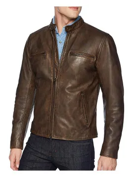 Men’s Snap Tab Collar Lucky Vintage Leather Jacket