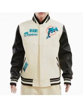 Miami Dolphins Retro Classic Rib Wool Varsity Jacket