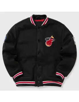 Miami Heat Hardwood Classics Black Varsity Wool Jacket