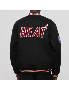 Miami Heat Hardwood Classics Black Varsity Wool Jacket