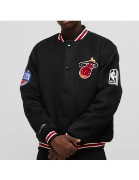 Miami Heat Hardwood Classics Black Varsity Wool Jacket