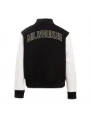 Milwaukee Bucks Classic Black And White Wool Varsity Jacket Milwaukee Bucks Classic Black And White Wool Varsity Jacket