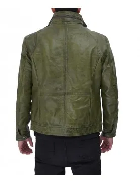 Moffit Green Mens Real Leather Jacket