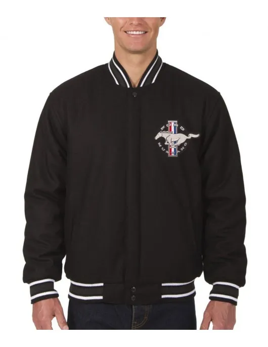 Mustang Varsity Wool Black Jacket Mustang Varsity Wool Black Jacket
