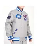 NY Giants Crest Emblem Gray Varsity Wool Jacket NY Giants Crest Emblem Gray Varsity Wool Jacket