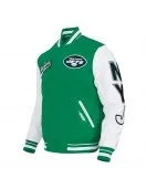 NY Jets Script Tail Classic Rib Varsity Jacket NY Jets Script Tail Classic Rib Varsity Jacket