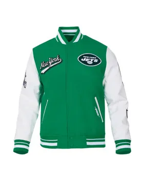 NY Jets Script Tail Classic Rib Varsity Jacket