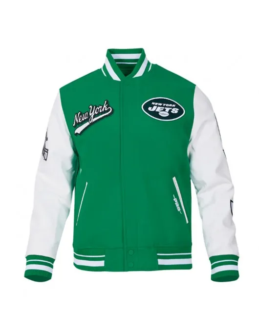 NY Jets Script Tail Classic Rib Varsity Jacket NY Jets Script Tail Classic Rib Varsity Jacket