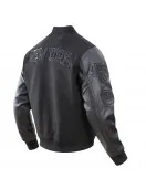 NY Knicks Wool/Leather All Black Varsity Jacket NY Knicks Wool/Leather All Black Varsity Jacket